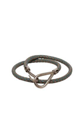 Hermes Bracelet 2 Choker Gray toblue Silver Leather tale LadyHerme